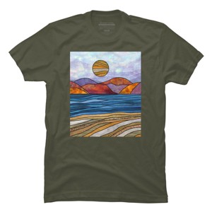 Men's Design By Humans Beach Landscape Stain Glass By Maryedenoa T-Shirt - 1 of 3