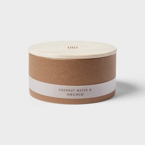 3 Wick 14oz Matte Textured Ceramic Wooden Wick Candle Brown / Coconut Water and Orchid – Threshold™; - 1 of 3