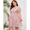 Plus Size Dress Plus Size Dress Ruffle Sleeve Flowy Dress with Pockets blue white flower 2XL - 2 of 4