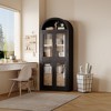 CuisinSmart 72in Tall Arched Bookcase, Glass Door Arched Cabinet with 2 Drawers, Freestanding Display Storage Cabinet for Living Room, Bedroom - 2 of 4