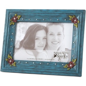 Pavilion Gift Company - Blue Floral - 6" X 7.75" Gemstone Frame - Single Image Frames - 1 of 4