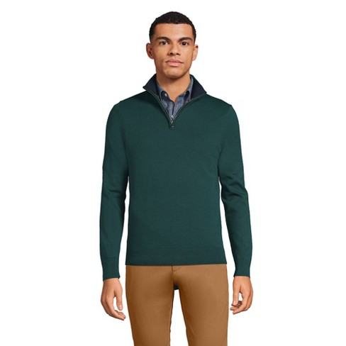 Lands' End Men's Tall Fine Gauge Supima Cotton Quarter Zip Sweater