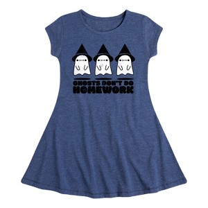 Girls' - Instant Message - Ghosts Dont Do Homework Fit & Flair Cap Sleeve Graphic Dress - 1 of 4