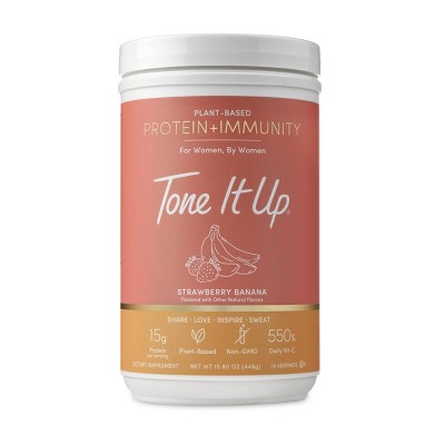 Tone It Up Plant-Based Protein + Immunity Powder - Strawberry Banana - 15.8oz