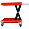 VisioGear 1100lb Motorcycle Lift with Dolly Jack, Scissor Lift Jack Wide Deck, Front Rear Center Tire Wheel Engine Stand, Red, 16.5"*14.7"*15.7" - 4 of 4