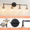 POWLIG 30.71-in 4-Light Black Gold Modern Dimmable Bathroom Vanity Light with Clear Glass Shade - 2 of 4