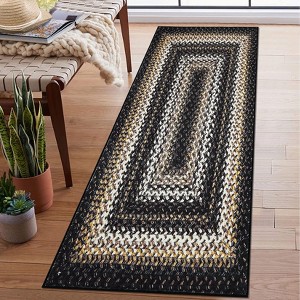Washable Braided Area Rug with Distressed Print, Non-Slip Indoor Doormat, Thin Design for Entryway, Kitchen, Bathroom, Bedroom, and Door Mat Use. - 1 of 4