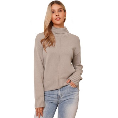 INSPIRE CHIC Women's Turtleneck Long Sleeve High-low Hem Stretchy Sweater