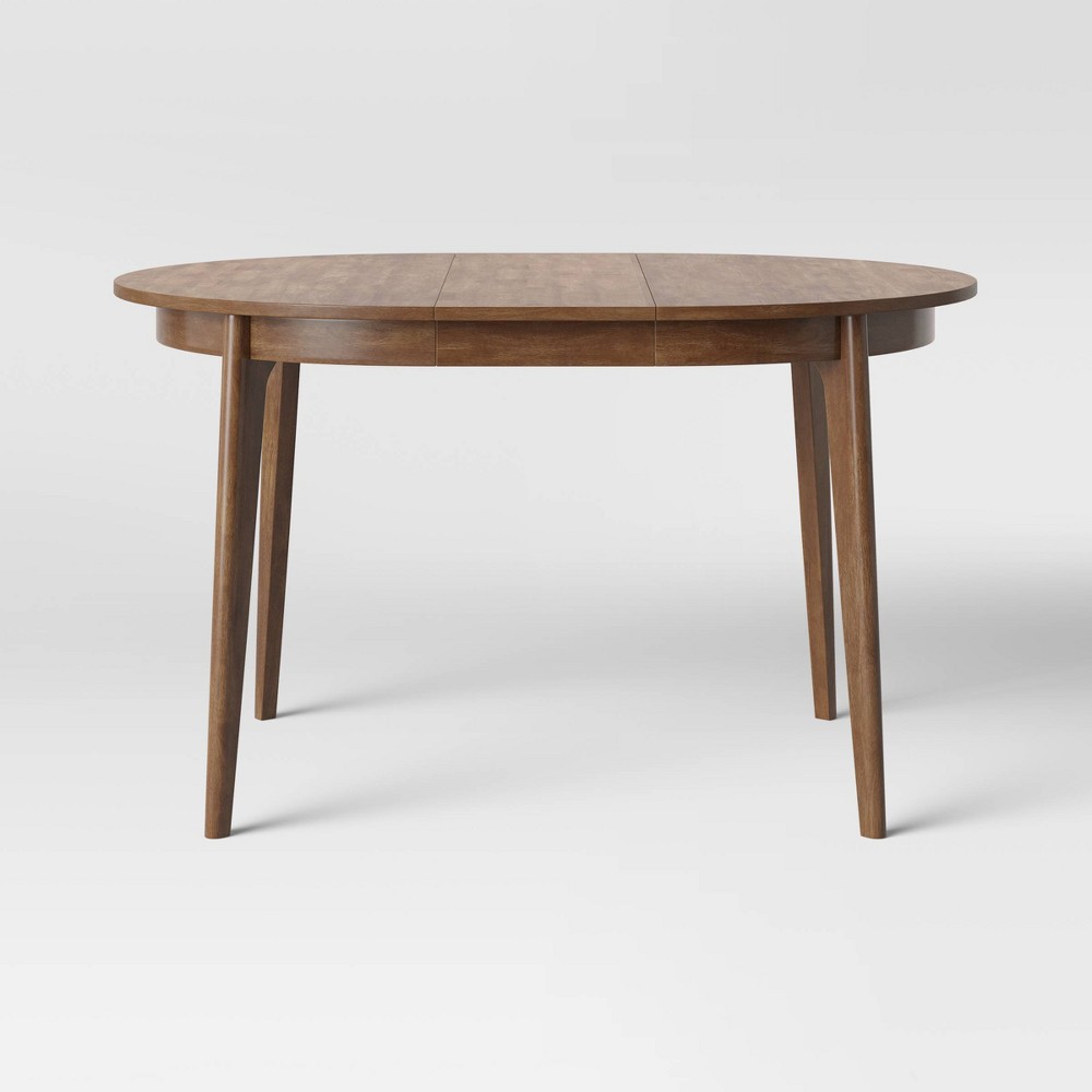 Photos - Dining Table Astrid Mid-Century Round Extendable  Brown - Threshold™