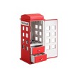 CAVINAS 11.5" Tall Leather Jewelry Box British Telephone Design Jewelry Armoire Organizer - 3 of 4