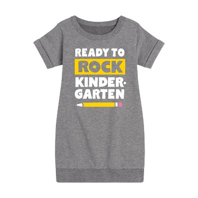 - Instant Message - Ready To Rock Kindergarten Graphic Short Sleeve Fleece Dress