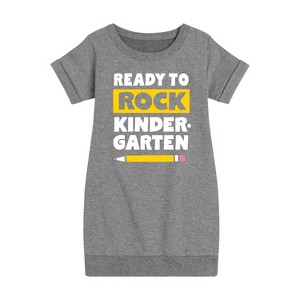 - Instant Message - Ready To Rock Kindergarten Graphic Short Sleeve Fleece Dress - 1 of 4