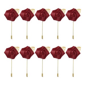 Unique Bargains Ceremony Anniversary Rose Wedding Groom Boutonnieres Pins 2"x3.5" 10 Pcs - 1 of 3
