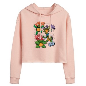 Women's - Teenage Mutant Ninja Turtles Mutant Mayhem - Leo and Brothers Kid Turtles Cropped Graphic Hoodie - 1 of 2