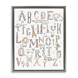 Stupell Industries Nursery Animal Alphabet Chart Floating Frame Canvas Art, Gray, 25" x 31" - 1 of 4