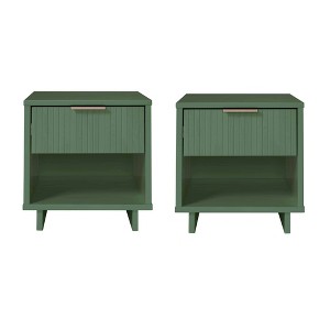 Manhattan Comfort Set of 2 Granville Nightstands with Drawer: Modern Style, Soft Close, Metal Handles - 1 of 4