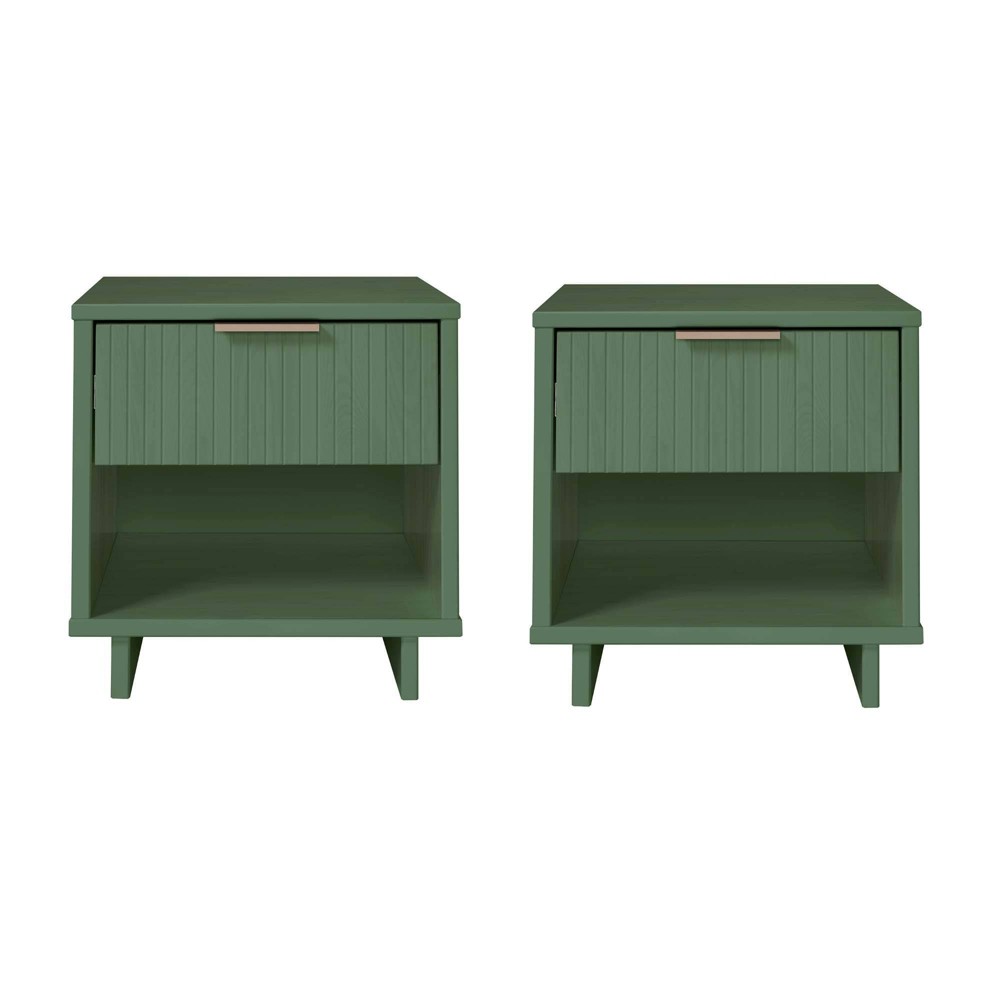 Manhattan Comfort Set of 2 Granville Nightstands with Drawer: Modern Style, Soft Close, Metal Handles