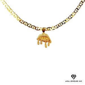 Aria Jeweler Inc Chain with Gold Diamond Lip Drip Pendent - 1 of 4