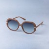 Women's Oversized Hexagonal Round Sunglasses - A New Day™ Brown - 2 of 2