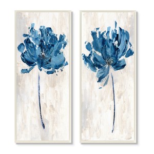 Stupell Industries Vivid Blue Abstract Flowers Rustic Florals, 17" x 7" - 1 of 4