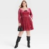 Women's Holiday Long Sleeve Rosette Midi A-Line Dress - Ava & Viv™ - 3 of 3