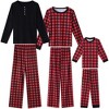 INSPIRE CHIC Christmas Family Pajama Set Matching Red Buffalo Plaid Long Sleeve and Pants Lounge Set - 2 of 4