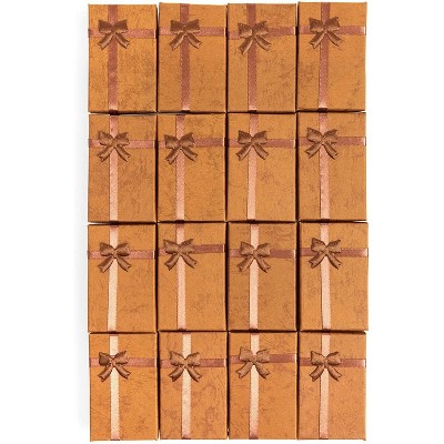 16 Pack Brown Jewelry Gift Boxes with Lids and Ribbon Bows for Display Rings, Earrings, Necklaces and Bracelets