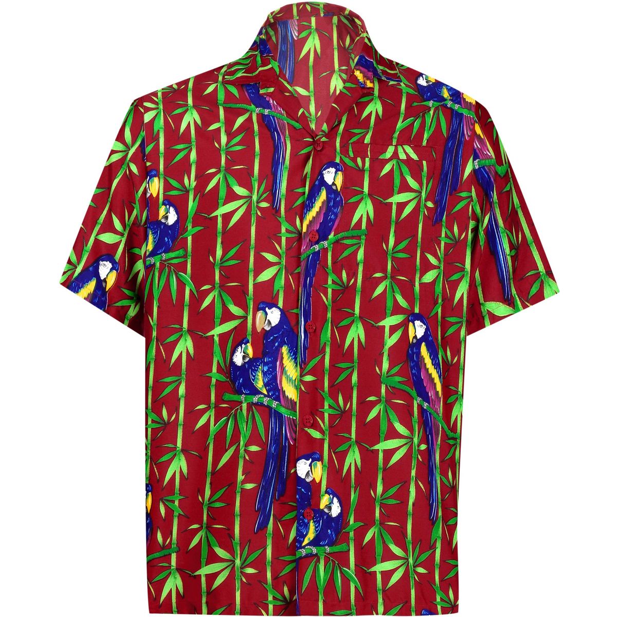 LA LEELA Mens Hawaiian Shirts Short Sleeve Button Down Shirt Men's Tropical Shirts Casual Holiday Summer Party Caribbean Shirts Funny 7XL Red,Tree