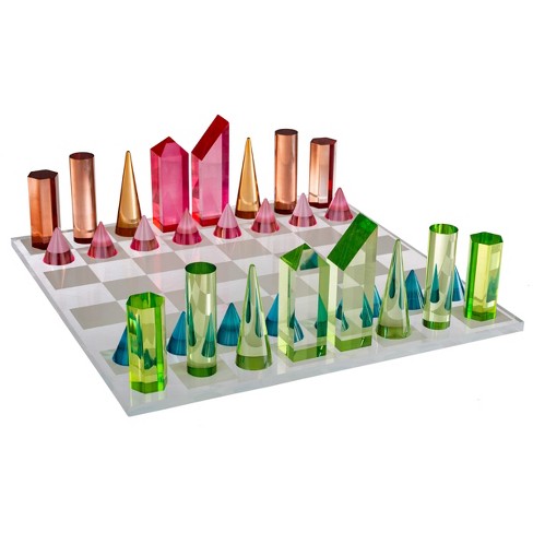 Trademark Games Modern Chess Set - Acrylic Chess Board With 32 Colorful Game  Pieces - Unique Tabletop Decor Item With Functional Gameplay : Target