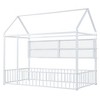KIGFTSOD Metal Bed House Bed Frame with Fence and Shelves - 3 of 4