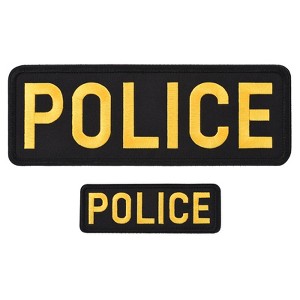 Unique Bargains 2 Pcs Police Embroidered Patch with Hook Loop for Vest Jacket Clothes Hats White 1 Pc Small and 1 Pc Large - 1 of 4