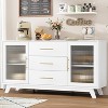 Sideboard Buffet Cabinet with 3 Drawers & 2 Glass Doors, Storage Cabinet with Adjustable Shelf, Coffee Bar Accent Cabinet for Dining Room - 4 of 4