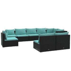 vidaXL Garden Lounge Set Black Poly Rattan Large Modular - 1 of 4