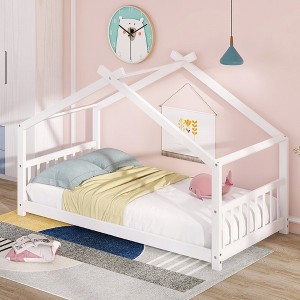Whisen Playhouse Design Twin Size Wood Frame House Bed - 1 of 4