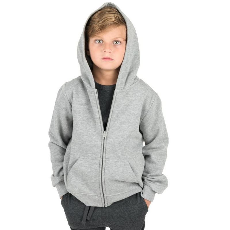 Leveret Kids Zipper Neutral Solid Color Sweat Hoodie, 2 of 3