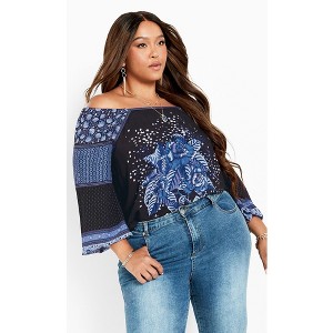 Avenue Women's Plus Size Nichola Scarf Print Top - 1 of 4