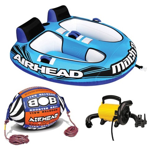 Airhead Ahm2-2 Mach 2 Inflatable 2 Rider Towable Tube With Buoy Tow