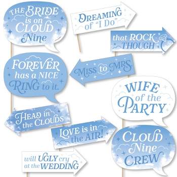 Big Dot of Happiness Funny On Cloud 9 - Bridal or Bachelorette Party Photo Booth Props Kit - 10 Piece