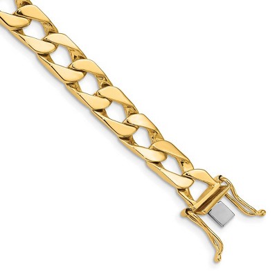 Black Bow Jewelry Men's 14k Yellow Gold, 8mm Fancy Link Chain Bracelet - 8 Inch