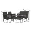 Tangkula 4PCS Outdoor Furniture Set Patio Rattan Conversation Set w/ Gray & Off White Cushion - 3 of 4