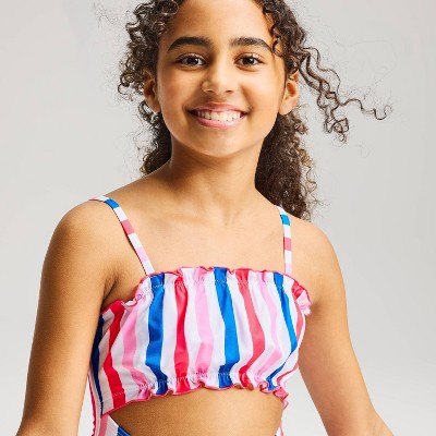 Cat & Jack Girls' Tricolor Striped One Piece Swimsuit - Cat & Jack™ M — фото 3