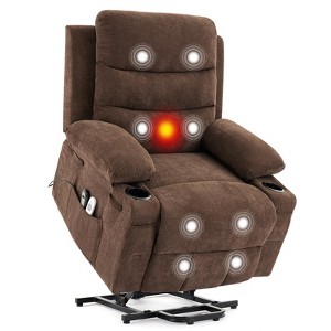 Power Lift Recliner Chair, With Heat and Massage, Home Theater Seat, Electric Glider Reclining Single Sofa Chair for Living Room, Brown - 1 of 4