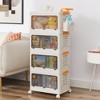 VECELO 3/4 Tier Stackable Storage Bins with Lid and Wheels  Collapsible Plastic Closet Storage Cabinet Home Organizer Beige - 2 of 4