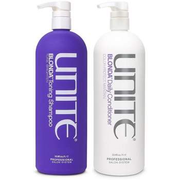 Unite BLONDA Toning Purple Shampoo & BLONDA Daily Purple Conditioner LITER DUO SET (33.8 oz / 1 L) XXL Hair Professional Size Kit
