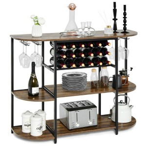 MOEPISY 47 Inches Wine Rack with Glass Holder and Storage Shelves - 1 of 4