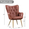 Bestier Red Brown Leather Arm Chair with Soft Filling Accent Chair with Wing Back - 3 of 4