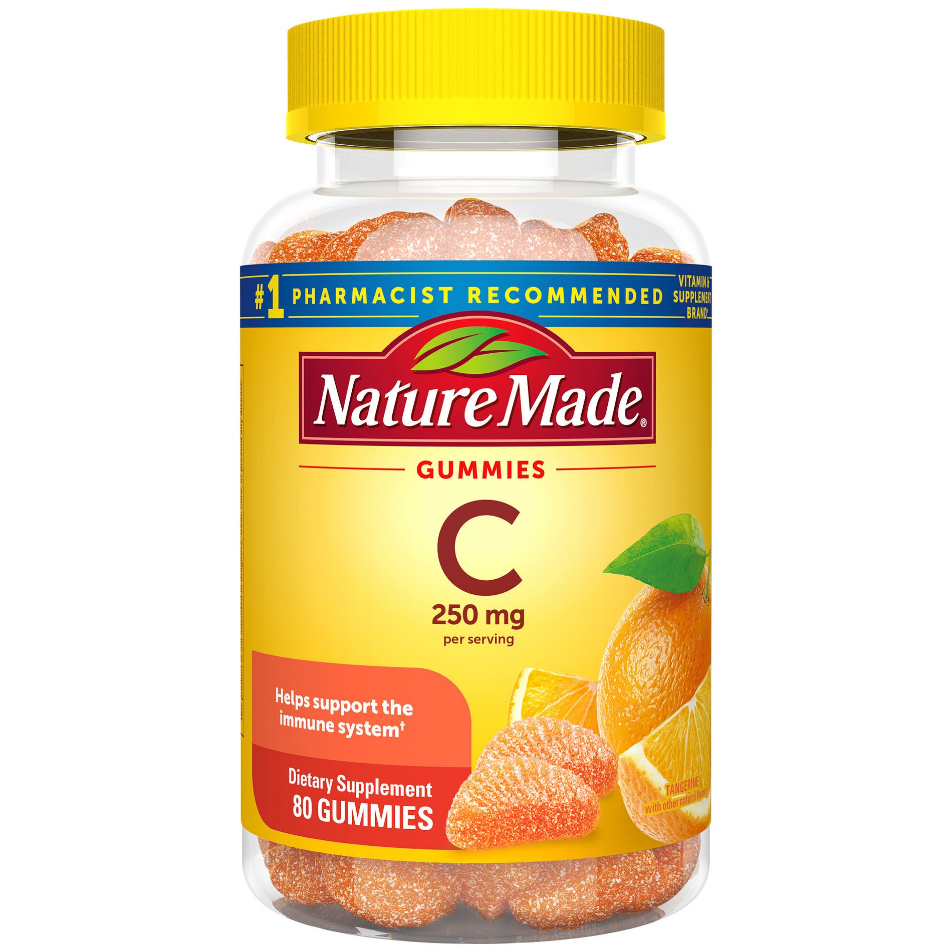 Nature Made Vitamin C 250 mg Per Serving for Immune Support Gummies - Tangerine Flavored - 80ct