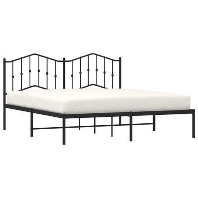vidaXL Black Metal Bed Frame with Sturdy Headboard and Extra Storage Space