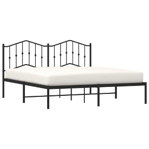 vidaXL Black Metal Bed Frame with Sturdy Headboard and Extra Storage Space - 1 of 4