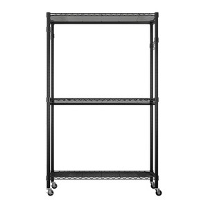 Karl Home Black Carbon Steel Coat Rack with Double Mesh Panels 47.2x17.7x78.7 Inches Adjustable Layer Spacing - 1 of 4